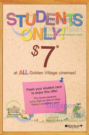 Featured image for (EXPIRED) Golden Village Student $7 Movie Tickets @ ALL Cinemas (Mon – Wed) 3 Jan – 31 Dec 2013
