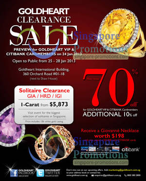Featured image for (EXPIRED) Goldheart Jewelry Annual Clearance Sale Up To 70% Off 25 – 28 Jan 2013
