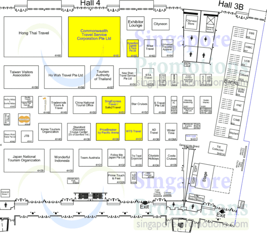 Hall 4, Hall 3B, Floor Plan Map