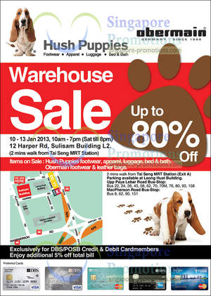 Featured image for (EXPIRED) Hush Puppies Warehouse Sale Up To 80% Off @ Sulisam Building 10 – 13 Jan 2013