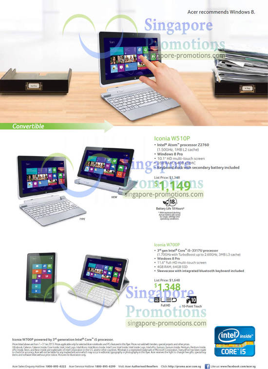 Iconia Tablets W510P, W700P