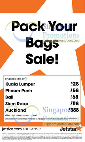 Featured image for (EXPIRED) Jetstar Airways Pack Your Bags Air Fares Sale 23 – 28 Jan 2013