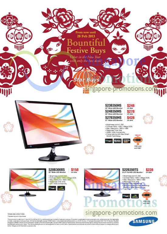 LED Monitors S23B350HS, S24B350HS, S27B350HS, S20B300BS, S22B350TS