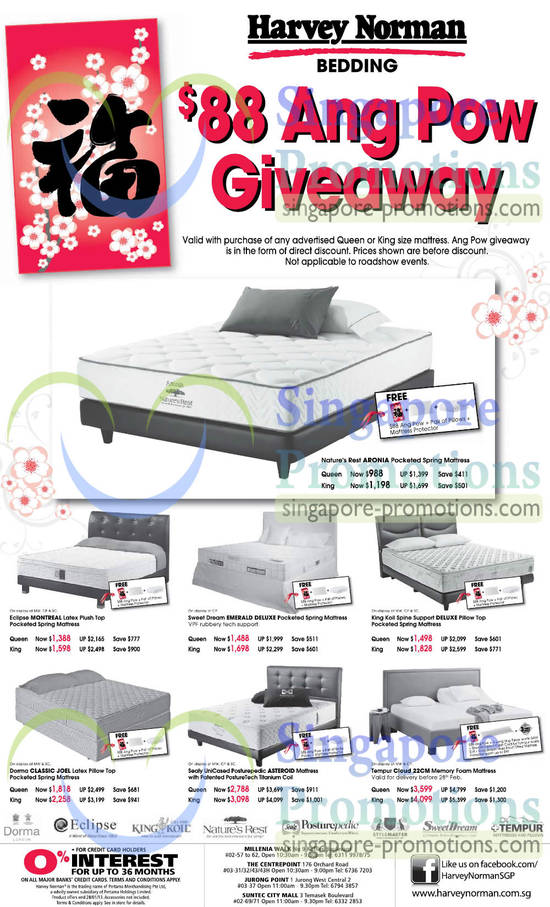 Mattresses Natures Rest, Sweet Dream, King Koil, Eclipse, Dorma, Sealy, Tempur