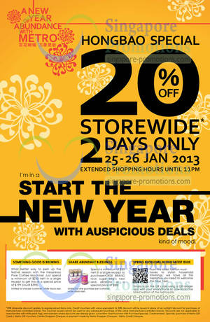 Featured image for (EXPIRED) Metro 20% Off Storewide Promo 25 – 26 Jan 2013