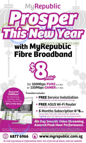Featured image for (EXPIRED) MyRepublic Fibre Broadband $8/mth For Five Months Promo 5 Jan – 18 Feb 2013