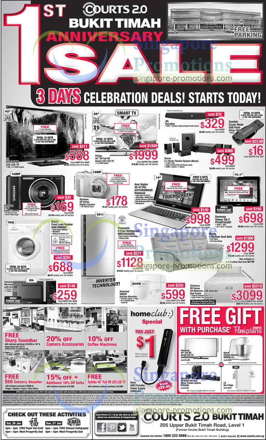 Samsung Digital Camera, Acer Aspire Notebook, Samsung Galaxy Tab 2, Bosch Washer, Panasonic Fridge, Kenwood Kitchen Machine, Simmons BR Venus Mattress