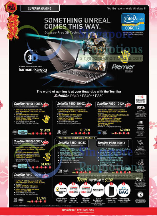 Satellite Notebooks P840-1004X, P840t-1006X, P850-1003X, P850-1010X, P840t-1007X, P850-1004X, P850-1012X