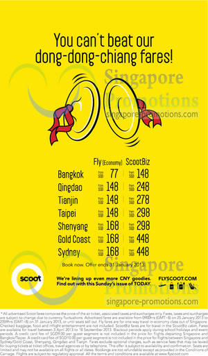 Featured image for (EXPIRED) Scoot Airlines Air Fares Promotion Offers 25 – 31 Jan 2013