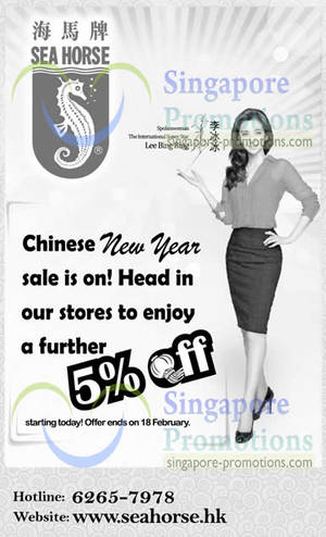 Featured image for (EXPIRED) Sea Horse 5% Off Storewide @ All Outlets Islandwide 21 Jan – 18 Feb 2013