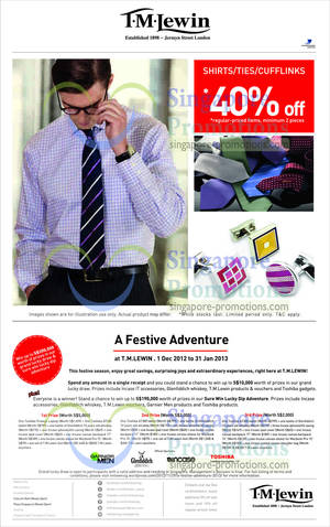 Featured image for (EXPIRED) T.M.Lewin 40% Off Shirts, Ties & Cufflinks Promotion 9 – 31 Jan 2013