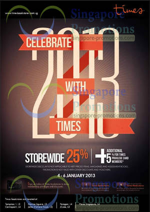 Featured image for (EXPIRED) Times Bookstores 25% Off Storewide Promotion 4 – 6 Jan 2013