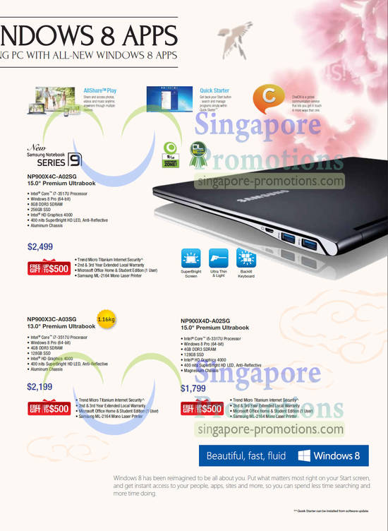 Ultrabook Notebooks, NP900X4C-A02SG, NP900X3C – A03SG, NP900X4D-A02SG