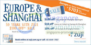 Featured image for (EXPIRED) Zuji Singapore 10% OFF Shanghai & Europe Hotels Coupon Code 22 – 28 Jan 2013