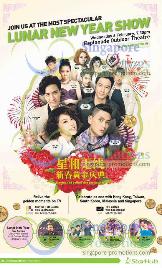 3 Jan Lunar New Year Show Esplanade Outdoor Theatre, Free 30 Channels Preview