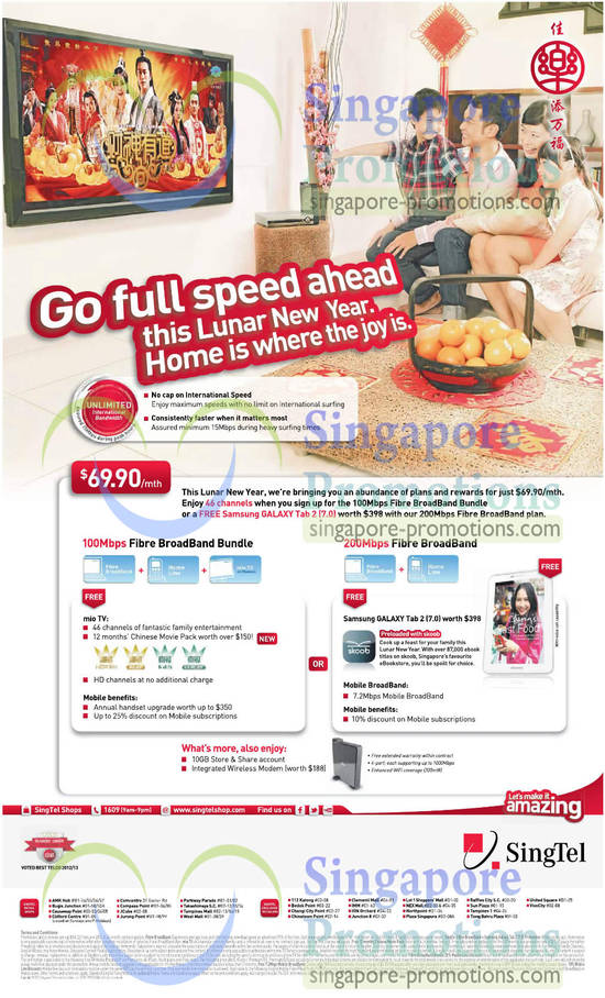 69.90 Fibre Broadband Plans, 100Mbps, 200Mbps, Samsung Galaxy Tab 2 7.0