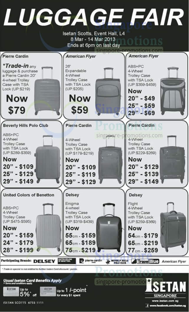Isetan Luggage Sale Up To 60% Off @ Isetan Scotts 8 – 14 Mar 2013