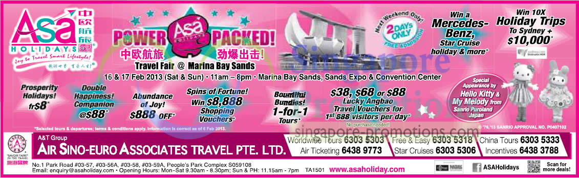 Featured image for Asa Holidays Travel Fair @ Marina Bay Sands 16 - 17 Feb 2013