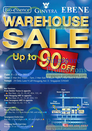 Featured image for Bio-Essence, Ginvera & Ebene Warehouse Sale Up To 90% Off 1 – 3 Mar 2013