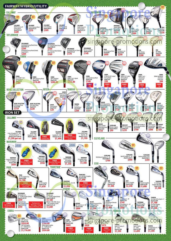 Fairway, Hybrid, Utility, Iron Set, Callaway, Maruman, XXIO, Royal Collection, Gosen, Yamaha, Srixon, Kasco, Tourstage, Ping, Roots, Makser, Cleveland, Nike Golf