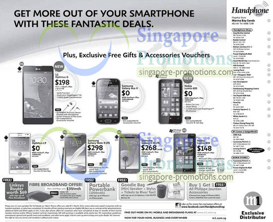 Handphone Shop LG Optimus G, L9, Samsung Galaxy Ace 2, Note II LTE, S III LTE, Nokia Lumia 620, 820