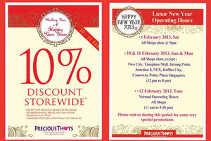 Featured image for (EXPIRED) Precious Thots 10% Off Storewide Promo @ Selected Outlets 10 – 11 Feb 2013