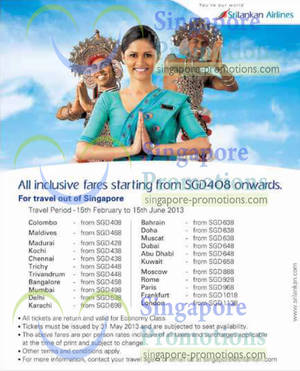 Featured image for (EXPIRED) SriLankan Airlines Promotion Air Fares 20 Feb – 31 May 2013