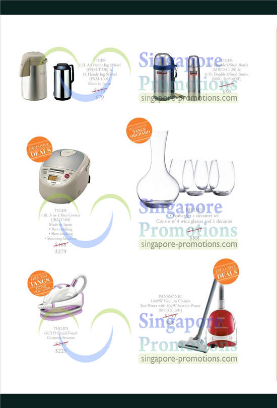 Tiger Air Pump Jug Steel, Rice Cooker, Philips Garment Steamer, Panasonic Vacuum Cleaner