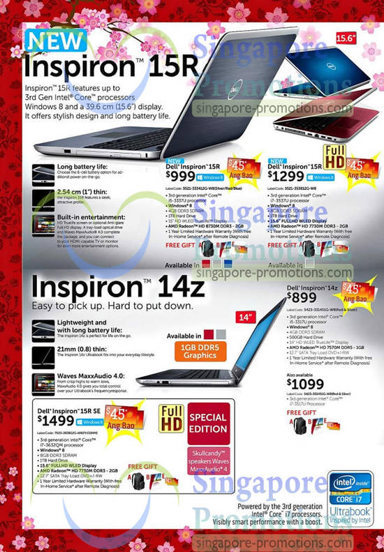 Ultrabook Notebooks Dell Inspiron 15R, Inspiron 14Z