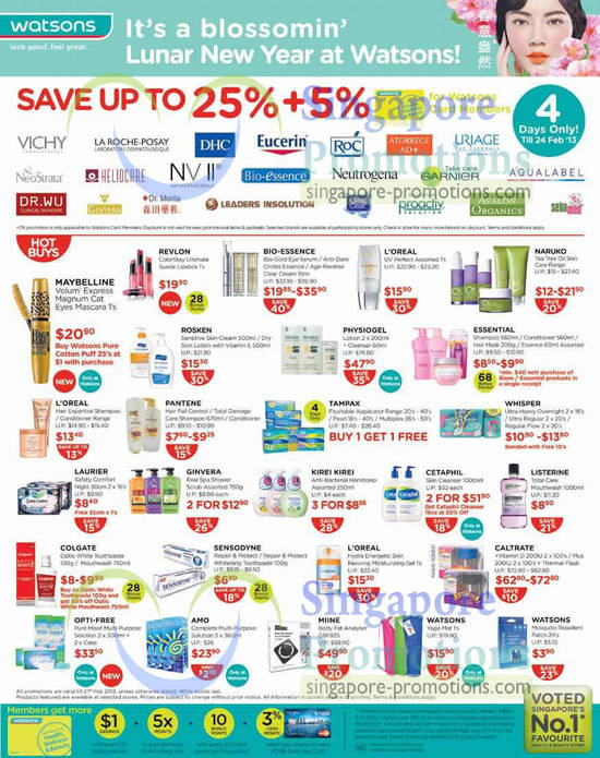 Up To 25 Percent Off Selected Brands, Hot Buys Maybelline, Revlon, Physiogel, Miine, Caltrate, Cetaphil