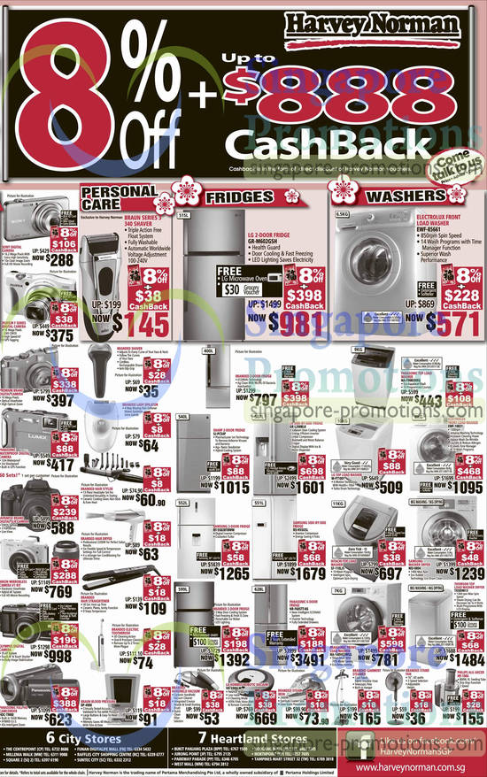 Washers, Fridges, Digital Cameras, Shavers, Sharp, Panasonic, Fujifilm, LG, Electrolux, Olympus, Braun, Thomson