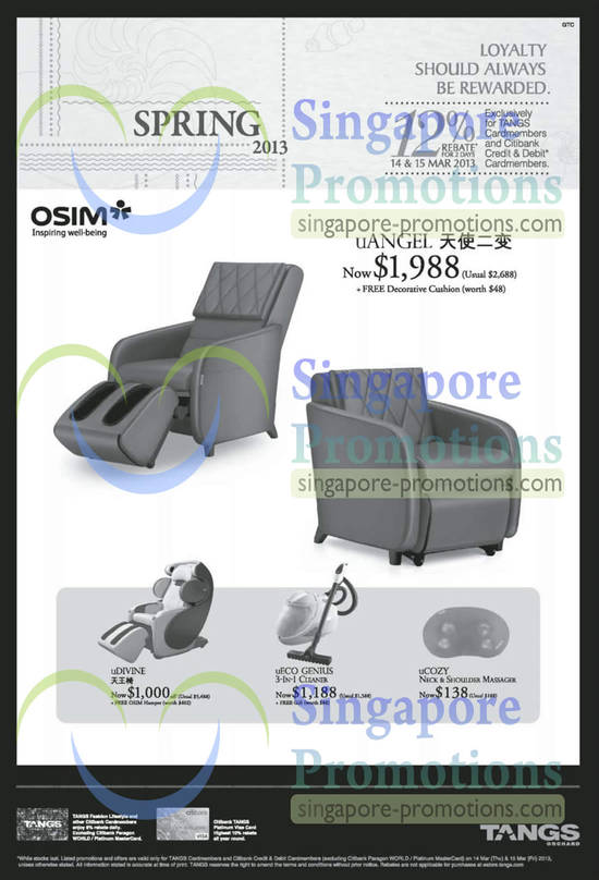 14 Mar Osim uAngel Massage Chair, uDivine Massage Chair, uECO Genius 3-in-1 Cleaner, uCozy Neck Shoulder Massager