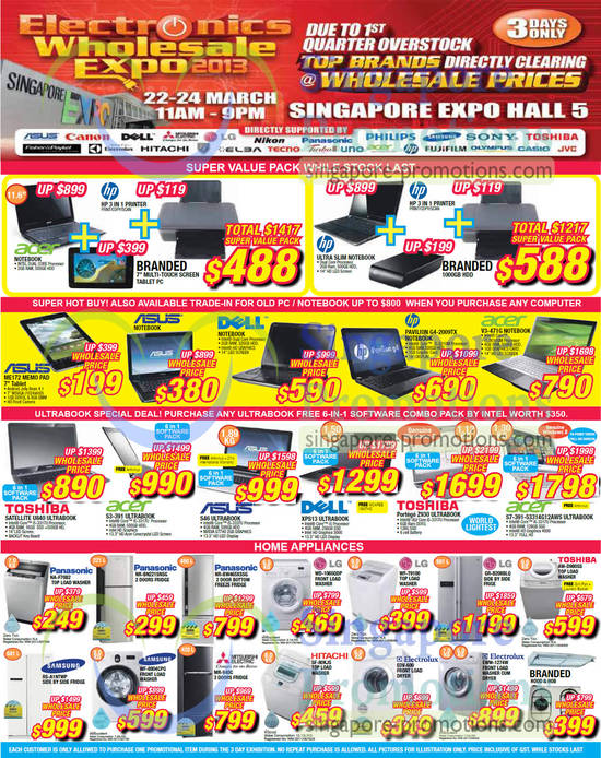 22 Mar Notebooks, Washers, Fridges, Acer, HP, Dell, Asus, Toshiba, Panasonic, LG, Hitachi, Electrolux, Mitsubishi Electric