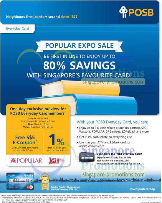 27 Mar POSB Everyday Card 5 Dollar E Coupon, 1 Percent Cash Rebate