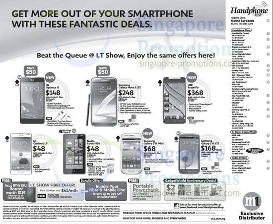 9 Mar Handphone Shop LG Optimus G, L9, Samsung Galaxy Note II LTE, S III Mini, S III LTE, HTC Butterfly, Nokia Lumia 820