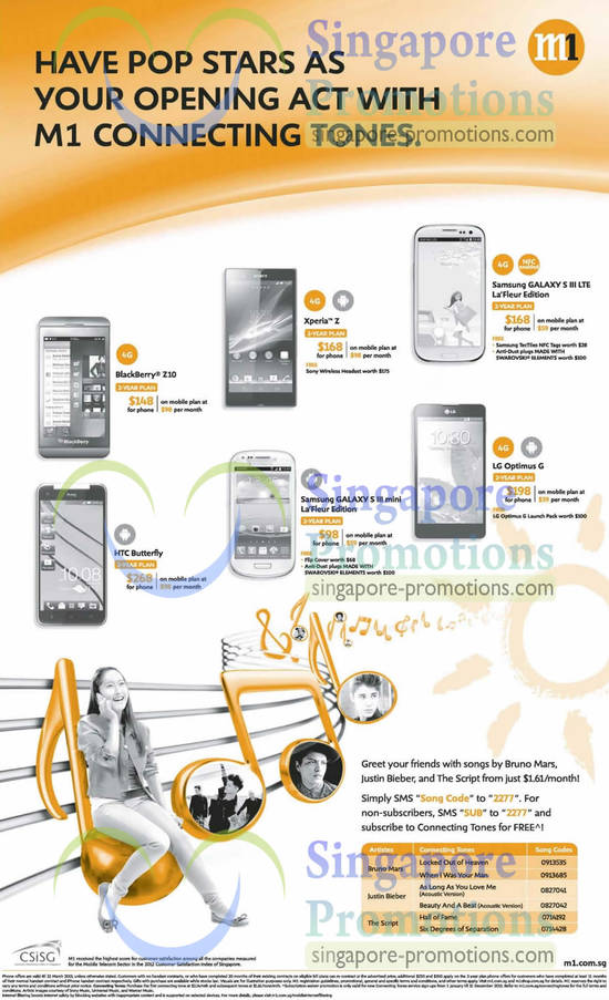 Blackberry Z10, Sony Xperia Z, Samsung Galaxy S III LTE, S III Mini, HTC Butterfly, LG Optimus G