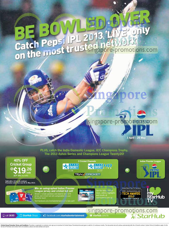 Cable TV Cricket Group Plus, India Domestic League, ICC Champions Trophy, The 2013 Ashes Series, Champion League Twenty20