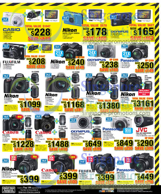 Digital Cameras, Camcorders, Nikon, Canon, Fujifilm, Panasonic, Olympus, JVC, Casio