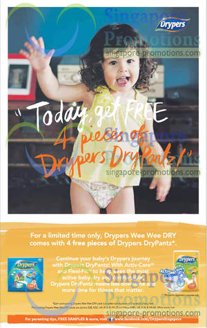Featured image for Drypers FREE 4pcs DryPantz With Wee Wee Diapers 13 Mar 2013
