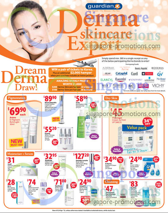 Eucerin, Curel, Bioderma, ROC, Neostrata, Avene, Physiogel, QV Cream, Bionike, Cetaphil