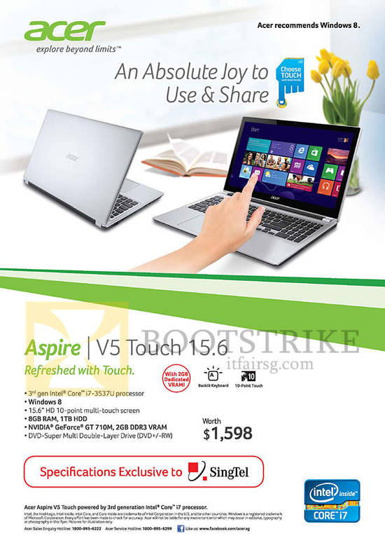 Free Acer Aspire V5 Touch 15.6 Notebook Specifications