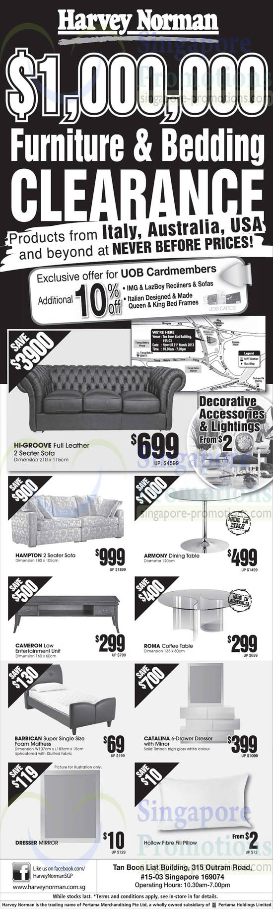 Furniture n Bedding Clearance, Hi Groove Sofa, Hampton, Armony Ding Table, Roma Coffee Table