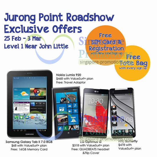 Handphone Shop Jurong Point Nokia Lumia 920, Samsung Galaxy Tab 2 7.0, LG Optimus G, HTC Butterfly