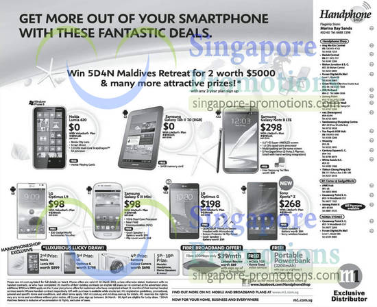 Handphone Shop Nokia Lumia 620, Samsung Galaxy Tab 2 7.0, S III Mini, Note II LTE, LG Optimus L9, LG Optimus G, Sony Xperia Z