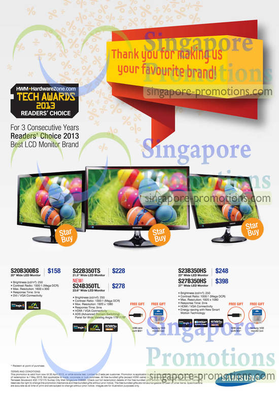 LED Monitors S20B300BS, S22B350TS, S24B350TL, S23B350HS, S27B350HS