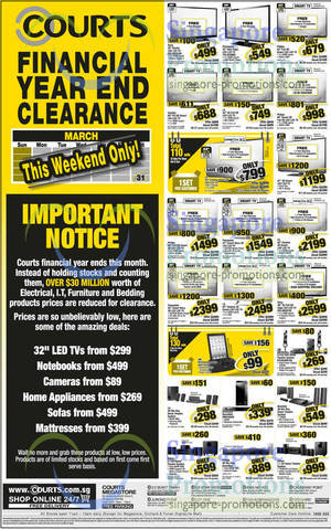 Featured image for Courts Financial Year End Clearance 16 – 17 Mar 2013