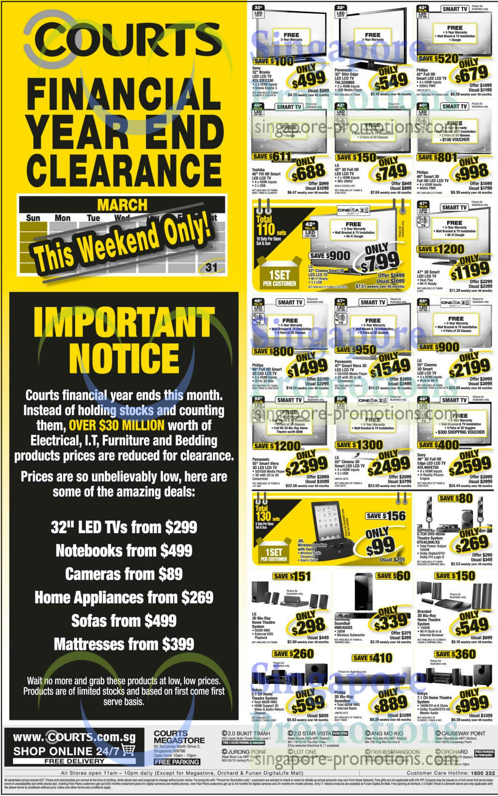 Featured image for Courts Financial Year End Clearance 16 - 17 Mar 2013