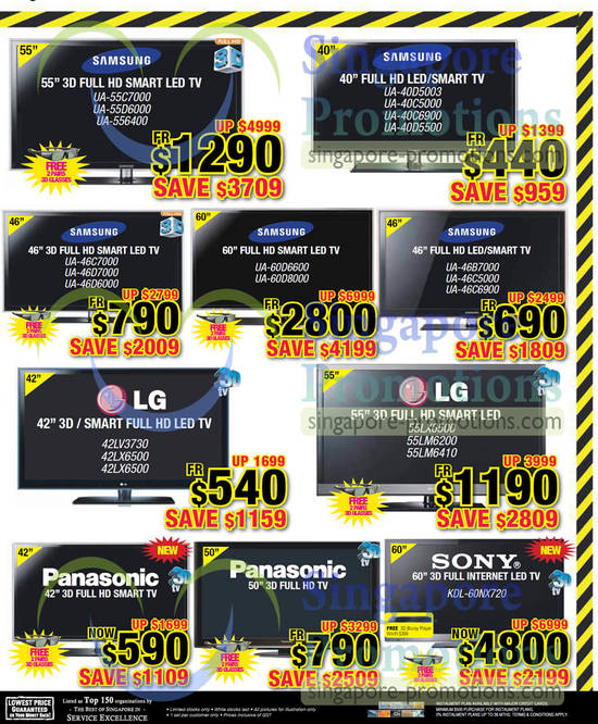 LED TVs Samsung, LG, Panasonic, Sony