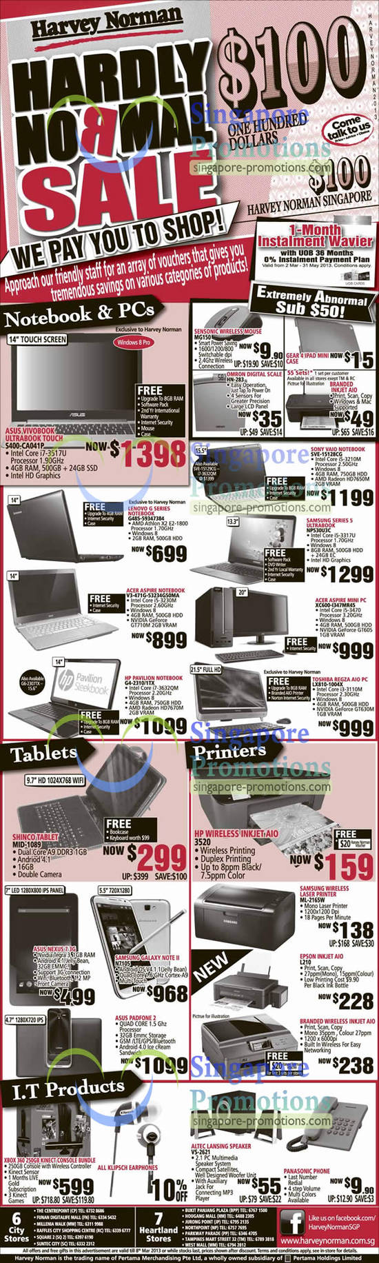 Notebooks, Desktop PCs, Asus, Omron, Sony , Lenovo, Toshiba, Shinco, Asus, HP