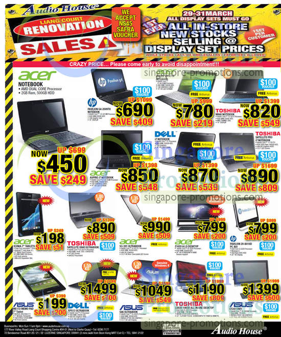 Notebooks, Desktop PCs, HP, Toshiba, Acer, Dell, Asus